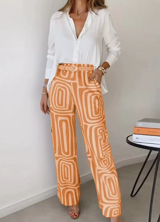 ElleMode™ Printed Two-Piece Set – Effortless Power Dressing for the Modern Woman